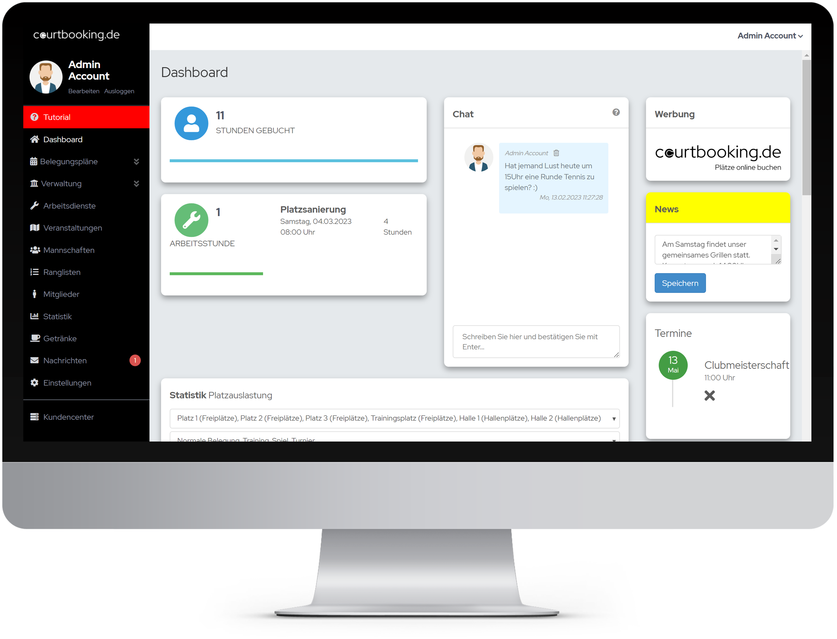 Monitor zeigt App